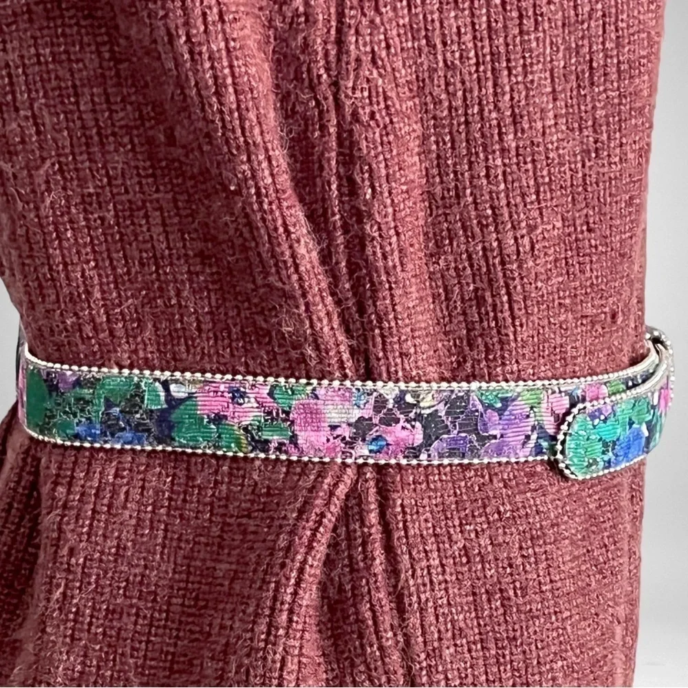 Vintage 80s Capezio USA Lace Overlay Floral Belt SZ M/L